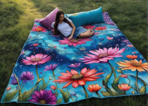 flower blanket,bed in the cornfield,blanket of flowers,duvet cover,nap mat,sleeping pad,mexican blanket,bedding,air mattress,quilt,inflatable mattress,futon pad,sleeping bag,flower carpet,baby bed,girl in flowers,bed,colorful floral,blanket,comfortable,Illustration,Paper based,Paper Based 02