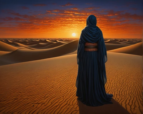 desert background,capture desert,bedouin,desert landscape,rem in arabian nights,libyan desert,viewing dune,merzouga,the desert,desert desert landscape,arabic background,admer dune,sahara desert,dune,sahara,desert,dubai desert,dune landscape,girl on the dune,abaya,Illustration,Realistic Fantasy,Realistic Fantasy 08