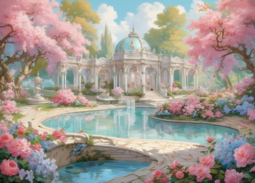 spring background,springtime background,secret garden of venus,japanese sakura background,fairy world,flower garden,flower background,rosarium,sakura background,garden of eden,fantasy landscape,fantasy picture,spring blossoms,camellias,landscape background,rose garden,sakura tree,easter background,the cherry blossoms,sakura trees,Conceptual Art,Fantasy,Fantasy 24