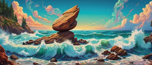 sea landscape,coastal landscape,rock formation,sea stack,rock erosion,cliffs ocean,sea caves,rocky coast,rock formations,erosion,geological phenomenon,sea cave,seascape,sandstone rocks,beach landscape,underwater landscape,background with stones,coastal and oceanic landforms,fantasy landscape,ocean background,Illustration,Realistic Fantasy,Realistic Fantasy 39