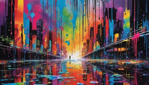 colorful city,cityscape,neon arrows,metropolis,cyberpunk,colorful light,intense colours,colorful background,futuristic landscape,city lights,spectrum,prism,colored lights,tokyo,fallen colorful,tokyo city,light spectrum,fantasy city,city highway,digiart,Conceptual Art,Graffiti Art,Graffiti Art 08