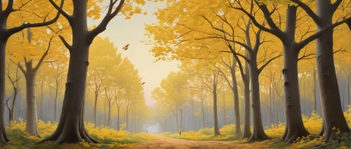 autumn forest,forest road,deciduous forest,forest landscape,golden trumpet trees,forest path,autumn landscape,forest background,autumn trees,autumn background,yellow leaves,deciduous trees,fall landscape,tree grove,tree lined path,tree lined lane,birch forest,autumn scenery,row of trees,maple road,Art,Classical Oil Painting,Classical Oil Painting 02