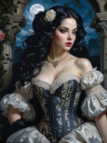 victorian lady,gothic portrait,fantasy portrait,fantasy art,romantic portrait,bodice,lady of the night,fantasy picture,gothic woman,vampire lady,fantasy woman,vampire woman,queen of hearts,victorian style,gothic fashion,venetia,rococo,baroque,porcelain dolls,fairy tale character,Art,Classical Oil Painting,Classical Oil Painting 01