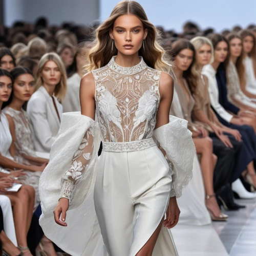 runway,runways,catwalk,bridal clothing,menswear for women,white silk,wedding dresses,lace border,white clothing,wedding dress train,neutral color,spring white,white coat,model-a,women fashion,french silk,paper lace,lace borders,fashion show,vintage lace,Photography,General,Natural