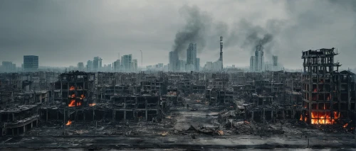 destroyed city,post-apocalyptic landscape,post-apocalypse,apocalyptic,post apocalyptic,scorched earth,district 9,dystopian,apocalypse,desolation,end of the world,the end of the world,city in flames,burned land,the ruins of the,armageddon,burning earth,war zone,the conflagration,destroyed area,Photography,Documentary Photography,Documentary Photography 04