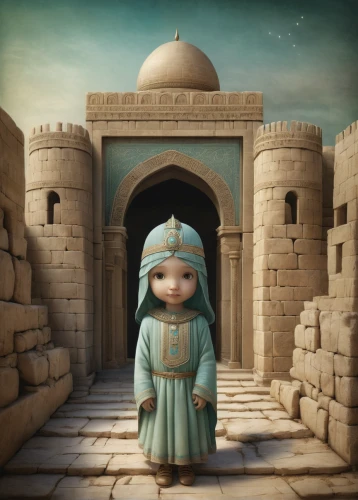 rem in arabian nights,islamic girl,caravansary,aladha,girl praying,ancient egyptian girl,girl in a historic way,digital compositing,arabic background,fairy tale character,egyptian temple,3d albhabet,orientalism,islamic architectural,3d fantasy,the prophet mary,build by mirza golam pir,ramses ii,arabian,aladin,Illustration,Abstract Fantasy,Abstract Fantasy 06