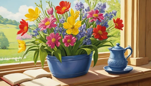 flower painting,still life of spring,tulips,hyacinths,tulip background,springtime background,spring morning,flowers png,spring background,tulip flowers,two tulips,spring flowers,flower illustrative,freesias,summer still-life,wild tulips,flower vase,potted flowers,flower background,splendor of flowers,Conceptual Art,Sci-Fi,Sci-Fi 18