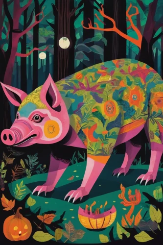 forest animals,woodland animals,fall animals,forest animal,pot-bellied pig,wild boar,anthropomorphized animals,whimsical animals,pig roast,terrestrial animal,tapir,domestic pig,pig,autumn icon,rhinoceros,bay of pigs,forest fish,boar,david bates,ankylosaurus,Art,Artistic Painting,Artistic Painting 38