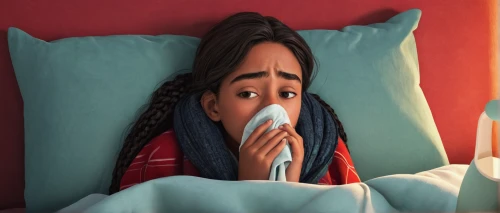 lilo,moana,agnes,animated cartoon,blanket,tangled,mulan,cute cartoon image,duvet,cute cartoon character,tiana,clay animation,animated,animation,housekeeper,child crying,flu,cinema 4d,pocahontas,girl in bed,Illustration,American Style,American Style 12