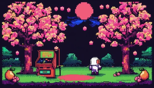 pixel art,retro frame,stroll,frame mockup,frame flora,adventure game,game art,tree grove,forest path,fairy forest,blooming trees,pixel cells,forager,mockup,pathway,magnolia trees,blooming tree,shrine,retro background,game illustration,Unique,Pixel,Pixel 04