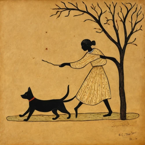 girl with dog,boy and dog,english toy terrier,toy manchester terrier,folk art,carol colman,girl with tree,dog and cat,sewing silhouettes,schipperke,black shepherd,indian art,old english terrier,bruno jura hound,small greek domestic dog,capricorn mother and child,cool woodblock images,dog illustration,khokhloma painting,carol m highsmith,Art,Artistic Painting,Artistic Painting 47