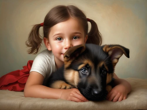 girl with dog,german shepherd,dog breed,german shepherd dog,boy and dog,child portrait,black and tan terrier,oil painting,beauceron,oil painting on canvas,black shepherd,king shepherd,belgian shepherd,black german shepherd,puppy pet,little boy and girl,dog illustration,romantic portrait,cute puppy,dog pure-breed,Conceptual Art,Daily,Daily 22