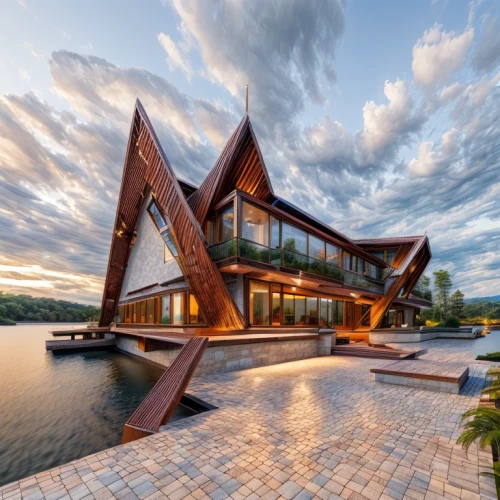 house by the water,modern architecture,cube stilt houses,futuristic architecture,house with lake,boathouse,corten steel,wooden construction,cube house,boat house,cubic house,boat dock,florida home,luxury home,glass facade,luxury property,structural glass,asian architecture,over water bungalows,lake view