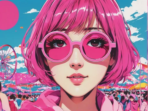 pink glasses,pink round frames,anime 3d,pink vector,heart pink,color pink,pink,persona,festival,pink balloons,color glasses,pink clover,pink diamond,pink lady,pink background,dribbble,bright pink,pink october,october pink,hearts color pink,Illustration,Japanese style,Japanese Style 04