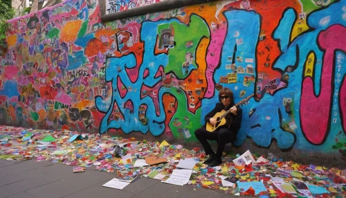 john-lennon-wall,john lennon wall,street musician,street artists,street music,street artist,flower wall en,berlin wall,itinerant musician,graffiti,street musicians,color wall,wall of tears,wailing wall,woman playing,graffiti art,urban art,berlin-kreuzberg,laneway,paper chain,Art,Classical Oil Painting,Classical Oil Painting 38