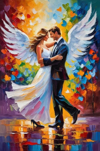 dancing couple,love in air,for lovebirds,oil painting on canvas,love bird,couple in love,love angel,art painting,amorous,romantic portrait,romantic scene,argentinian tango,winged heart,love couple,love birds,latin dance,young couple,dance with canvases,oil painting,cupido (butterfly),Conceptual Art,Oil color,Oil Color 22
