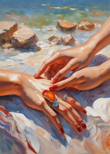 oil painting,sea beach-marigold,helping hands,acrylic,beachcombing,bathing,hand digital painting,oils,oil paint,oil on canvas,exploration of the sea,painting technique,oil chalk,acrylic paint,helping hand,mussels,foreshortening,paddling,painting,oil painting on canvas,Conceptual Art,Oil color,Oil Color 10
