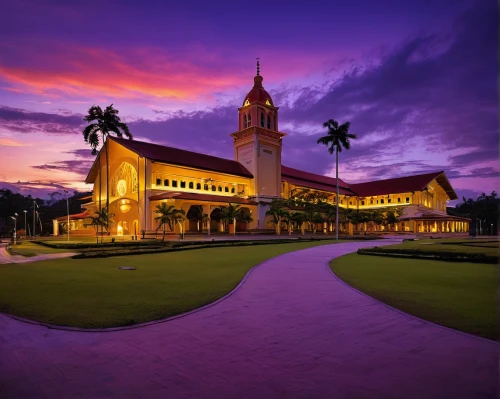doral golf resort,hotel nacional,collegiate basilica,performing arts center,universiti malaysia sabah,hotel del coronado,brunei,grand master's palace,seat of government,presidential palace,gaylord palms hotel,kau ban mosque,palace of the parliament,guyana,grand mosque,fisher island,dominican republic,house of prayer,palace of parliament,grand floridian,Illustration,Retro,Retro 09