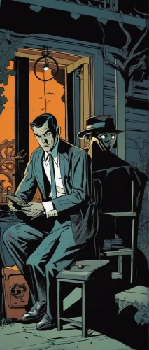 riddler,rorschach,mafia,deadwood,john day,detective,man on a bench,al capone,smoking man,holmes,sherlock holmes,fallout shelter,spy visual,pipe smoking,men sitting,background image,hitchcock,nite owl,mobster,man with a computer,Illustration,American Style,American Style 09