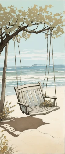 beach furniture,beach chair,hammock,hammocks,beach chairs,deckchair,wooden swing,empty swing,swing set,hanging chair,sunlounger,deckchairs,beach landscape,dream beach,beach scenery,deck chair,garden swing,background vector,tree with swing,bench by the sea,Illustration,Black and White,Black and White 02