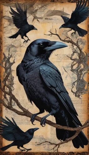 corvidae,carrion crow,american crow,jackdaw,murder of crows,raven bird,3d crow,fish crow,crows bird,corvid,crows,new caledonian crow,black crow,common raven,corvus,black raven,brewer's blackbird,hooded crows,ravens,grackle,Unique,Paper Cuts,Paper Cuts 06