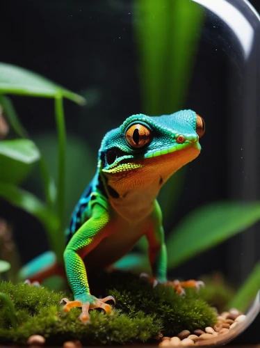 eastern dwarf tree frog,day gecko,poison dart frog,golden poison frog,fire-bellied toad,coral finger tree frog,red-eyed tree frog,oriental fire-bellied toad,green frog,litoria caerulea,frog background,pacific treefrog,litoria fallax,wonder gecko,squirrel tree frog,emerald lizard,coral finger frog,gecko,barking tree frog,perched on a log,Conceptual Art,Sci-Fi,Sci-Fi 11