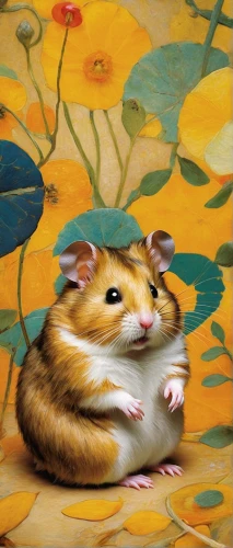 dormouse,musical rodent,grasshopper mouse,field mouse,hamster,meadow jumping mouse,whimsical animals,white footed mouse,wood mouse,kangaroo rat,flower painting,gerbil,flower animal,anthropomorphized animals,color rat,white footed mice,hamster buying,ratatouille,common opossum,hamster shopping,Art,Artistic Painting,Artistic Painting 32