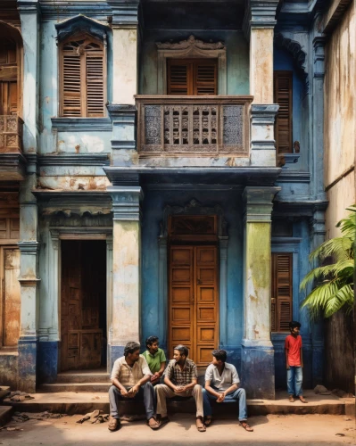 old havana,men sitting,stone town,havana,mumbai,by chaitanya k,havana cuba,hanoi,bombay,india,cuba havana,street scene,cochin,oil painting on canvas,chennai,cuba,cuba background,kerala,the cuban police,people reading newspaper,Illustration,Paper based,Paper Based 03