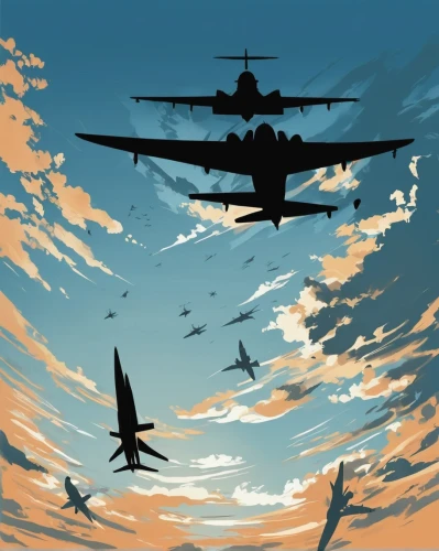 rows of planes,birds in flight,flying birds,blue angels,lockheed hudson,airships,junkers,formation flight,bird flight,fighter aircraft,airshow,flock of birds,birds flying,swifts,air combat,supermarine spitfire,planes,travel poster,bird migration,air show,Illustration,Black and White,Black and White 31