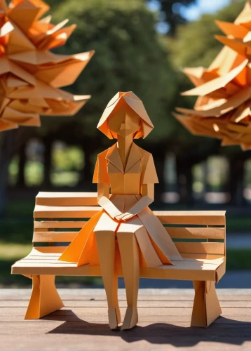 low-poly,low poly,park bench,paper umbrella,low poly coffee,origami,paper art,man on a bench,wooden bench,orange robes,girl sitting,garden bench,girl studying,benches,bench,paper stand,woman sitting,thunberg's fan maple,orange,3d render,Unique,Paper Cuts,Paper Cuts 02
