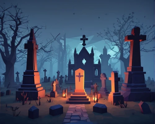 old graveyard,graveyard,tombstones,burial ground,halloween background,cemetary,necropolis,haunted cathedral,gravestones,cemetery,graves,halloween scene,grave stones,grave light,old cemetery,halloween illustration,halloween wallpaper,forest cemetery,mortuary temple,sepulchre,Unique,3D,Low Poly