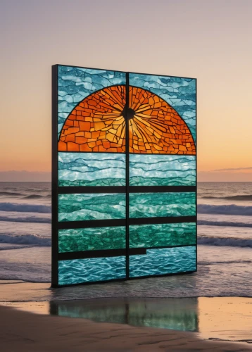 beach umbrella,beach furniture,window with sea view,fire screen,lifeguard tower,leaded glass window,art deco frame,mosaic glass,flat panel display,beach hut,glass window,led-backlit lcd display,copper frame,led display,digital photo frame,beach background,electronic signage,chinese screen,sand clock,stained glass,Photography,Documentary Photography,Documentary Photography 37