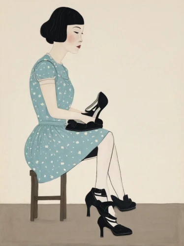 woman sitting,olle gill,sewing silhouettes,vintage illustration,woman holding a smartphone,telephone operator,vintage telephone,telephone,vintage drawing,girl at the computer,sewing machine,holding shoes,camera illustration,vintage paper doll,telephone accessory,retro 1950's clip art,retro women,cordless telephone,art deco woman,girl sitting,Illustration,Abstract Fantasy,Abstract Fantasy 05