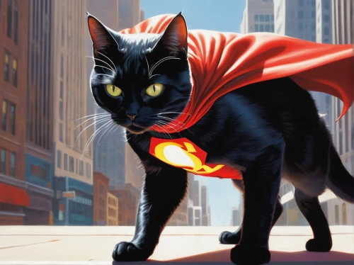 cat vector,canis panther,red cape,black cat,red cat,cartoon cat,tom cat,superhero,firestar,cat warrior,red super hero,cat image,sci fiction illustration,super hero,panther,laser pointer,captain marvel,caped,rex cat,the cat,Conceptual Art,Daily,Daily 16