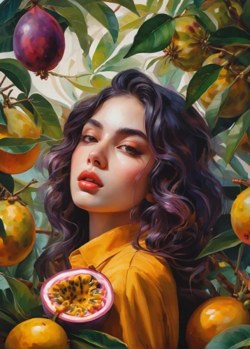 passion fruit,passion-fruit,passionfruit,kumquat,passion fruit oil,kumquats,pomegranate,oranges,loquat,yellow plum,pomelo,orange tree,yellow plums,lemon tree,citrus fruit,oil painting on canvas,citrus fruits,peach tree,yellow peach,fruitful,Illustration,Paper based,Paper Based 04