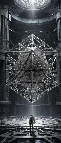 metatron's cube,very large floating structure,hall of the fallen,biomechanical,sacred geometry,cog,cogwheel,strange structure,cogs,the vitruvian man,panopticon,tie fighter,the center of symmetry,scaffolding,vitruvian man,tie-fighter,menger,armillary sphere,the throne,oculus,Conceptual Art,Fantasy,Fantasy 33