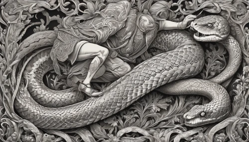 serpent,chinese dragon,stone carving,wyrm,cambodia,chinese art,wood carving,oriental painting,embossed,dragon,reptilian,emperor snake,basilisk,reptile,dragon of earth,dragon li,snakebite,carved wood,intricate,openwork,Illustration,Black and White,Black and White 03