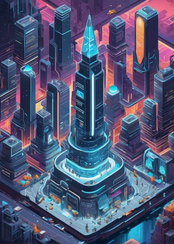 metropolis,electric tower,skyscraper,skyscrapers,futuristic landscape,cityscape,isometric,skyscraper town,futuristic,cyberpunk,fantasy city,cities,tokyo city,city blocks,refinery,colorful city,the skyscraper,ethereum icon,city cities,cellular tower,Unique,3D,Isometric