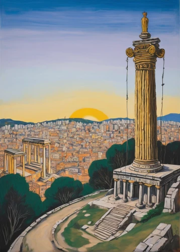 athenian,acropolis,doric columns,athens,temple of hercules,ancient greek temple,the parthenon,trocadero,parthenon,greek temple,vittoriano,hellas,eternal city,hellenic,neoclassical,classical antiquity,temple of diana,hispania rome,athene brama,aventine hill,Art,Artistic Painting,Artistic Painting 51