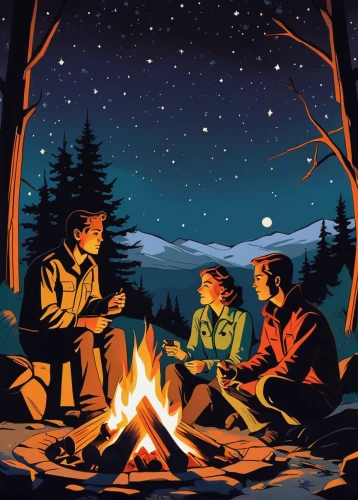 campfire,campfires,camping,camp fire,campers,camping equipment,boy scouts,scouts,boy scouts of america,campsite,camping tipi,tent camping,camping tents,campground,firepit,camping car,sci fiction illustration,vector illustration,kids illustration,camping gear,Illustration,American Style,American Style 09