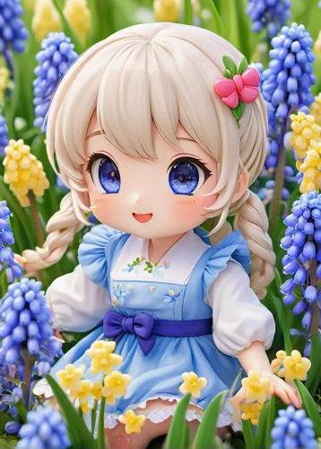 spring background,springtime background,flower background,hyacinths,grape-hyacinth,muscari,grape hyacinths,grape hyacinth,bluebell,hyacinth,lily of the field,hydrangea background,sea of flowers,lilly of the valley,gingham flowers,picking flowers,field of flowers,spring leaf background,floral background,white grape hyacinths,Illustration,Japanese style,Japanese Style 02