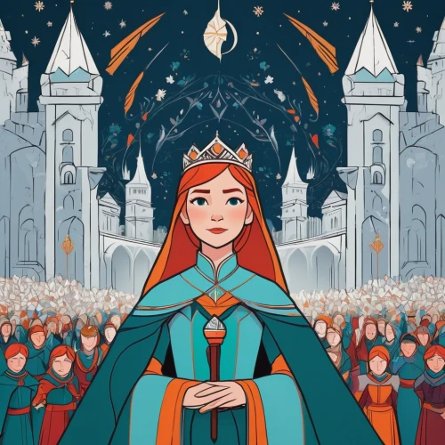 merida,the snow queen,joan of arc,kremlin,samara,the prophet mary,star mother,fairy tale icons,elsa,miss circassian,kazan,vector illustration,cinderella,princess anna,girl in a historic way,fatima,the kremlin,mulan,estremadura,princess sofia,Illustration,Vector,Vector 06