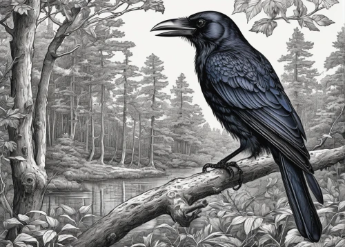 corvidae,bucorvus leadbeateri,new caledonian crow,corvus monedula,corvus corax,corvus corone,common raven,carrion crow,bird illustration,american crow,mountain jackdaw,lophophanes cristatus,corvus,raven bird,black raven,jackdaw,corvus frugilegus,garrulus glandarius,haliaeetus leucocephalus,eagle illustration,Illustration,Black and White,Black and White 27