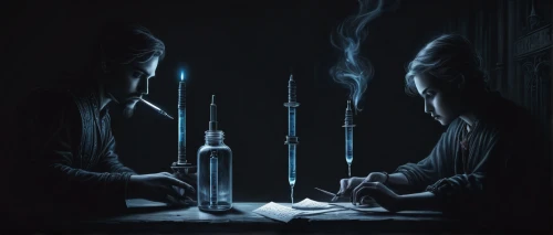 syringe,test tubes,potions,vials,candlemaker,conjure up,test tube,staves,syringes,wizards,sci fiction illustration,spirits,hypodermic needle,injection,serum,alchemy,laboratory,incense,the scalpel,chemical laboratory,Conceptual Art,Fantasy,Fantasy 34