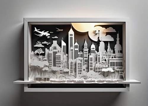paper art,light box,shadowbox,wall sticker,wall lamp,wall decor,framed paper,chinese screen,cardboard background,wall plate,wood art,wall light,wall decoration,retro lampshade,silhouette art,display panel,wooden mockup,bedside lamp,city skyline,nightstand,Unique,Paper Cuts,Paper Cuts 10