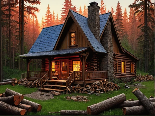 log cabin,log home,house in the forest,small cabin,wooden house,wooden hut,the cabin in the mountains,summer cottage,little house,cottage,small house,wooden houses,country cottage,home landscape,wood doghouse,cabin,houses clipart,timber house,traditional house,mountain hut,Illustration,American Style,American Style 01