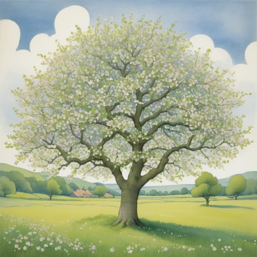 blossoming apple tree,linden blossom,apple tree,apple trees,almond tree,mirabelle tree,apple tree blossom,blossom tree,flourishing tree,pear blossom,springtime background,still life of spring,cherry tree,apple blossoms,apple blossom,apple blossom branch,peach tree,fruit tree,spring background,cherry blossom tree,Illustration,Retro,Retro 23