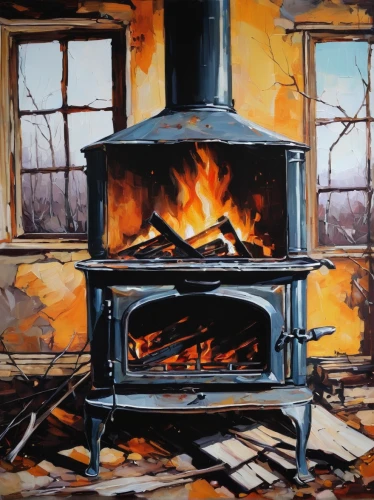 fireplaces,fireplace,wood stove,log fire,wood-burning stove,fire place,november fire,fire in fireplace,stove,fireside,wood fire,tin stove,mantel,gas stove,christmas fireplace,warming,david bates,hearth,oil painting on canvas,burning house,Conceptual Art,Oil color,Oil Color 08