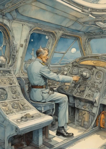 the interior of the cockpit,the vehicle interior,flight engineer,cockpit,engine room,aircraft cabin,controls,compartment,flight instruments,ufo interior,boeing b-47 stratojet,transport panel,yuri gagarin,control panel,navigation,northrop grumman e-8 joint stars,instrument panel,space tourism,ballistic missile submarine,pilot,Illustration,Paper based,Paper Based 29