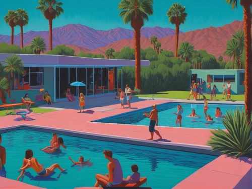 palm springs,holiday motel,poolside,motel,swimming pool,mid century,modern pop art,matruschka,pool bar,outdoor pool,pool house,mid century modern,ann margarett-hollywood,majorelle blue,suburbs,pool,cabana,resort,swimming people,beachhouse,Conceptual Art,Daily,Daily 29